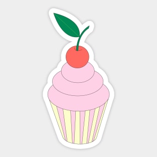 Pink Cupcake With Cherry On Top Digital Art | Melanie Jensen Illustrations Sticker